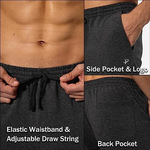 Mens Cotton Yoga Sweatpants Open Bottom Casual Knit Belt Pockets