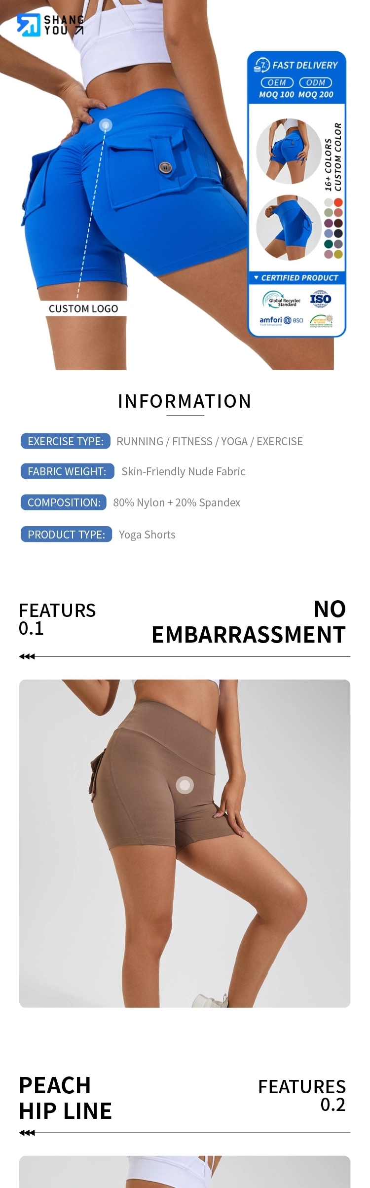 Wholesale OEM/ODM Women Workout Custom Gym Wear Active Sports Running Fitness Yoga Bike Cycling Workout Athletic Shorts with Pockets