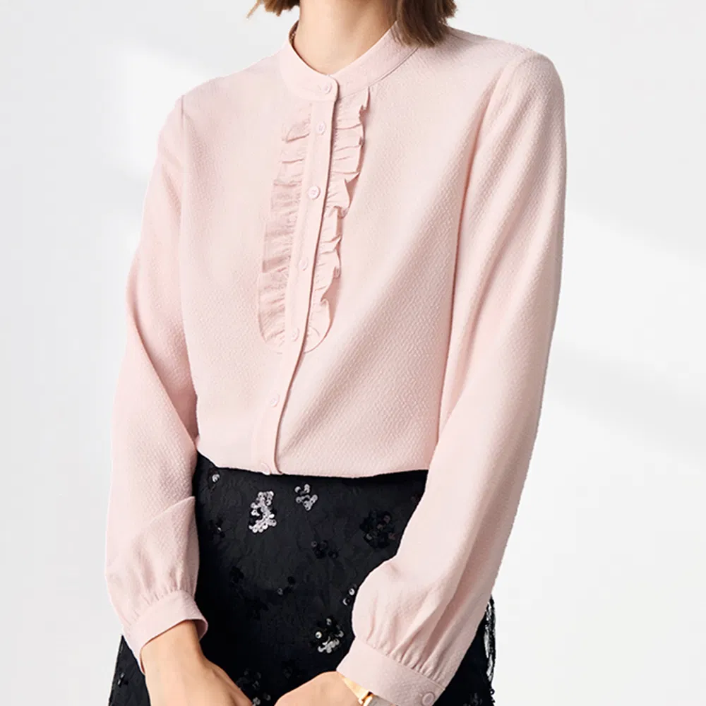 Mode populaire nouveau Style bureau quotidien smocks élastique en mousseline de soie dames Blouse pour les femmes
