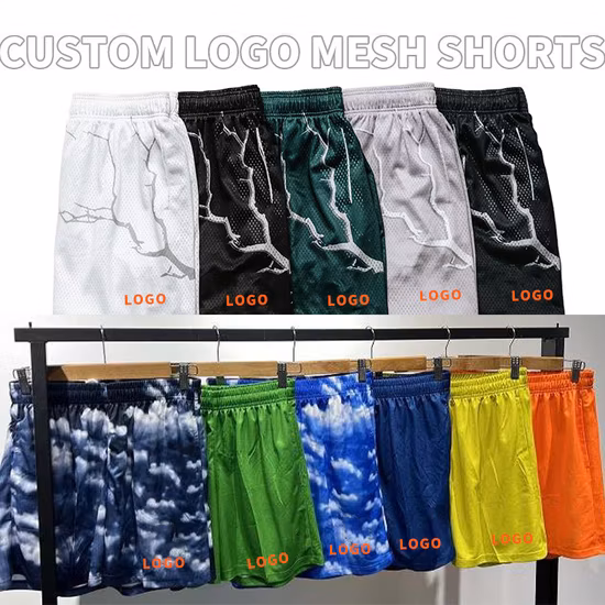 Short de basket-ball en maille pour hommes, vente en gros, OEM, qualité supérieure, personnalisé, coupe ample, sport, Sublimation, été
